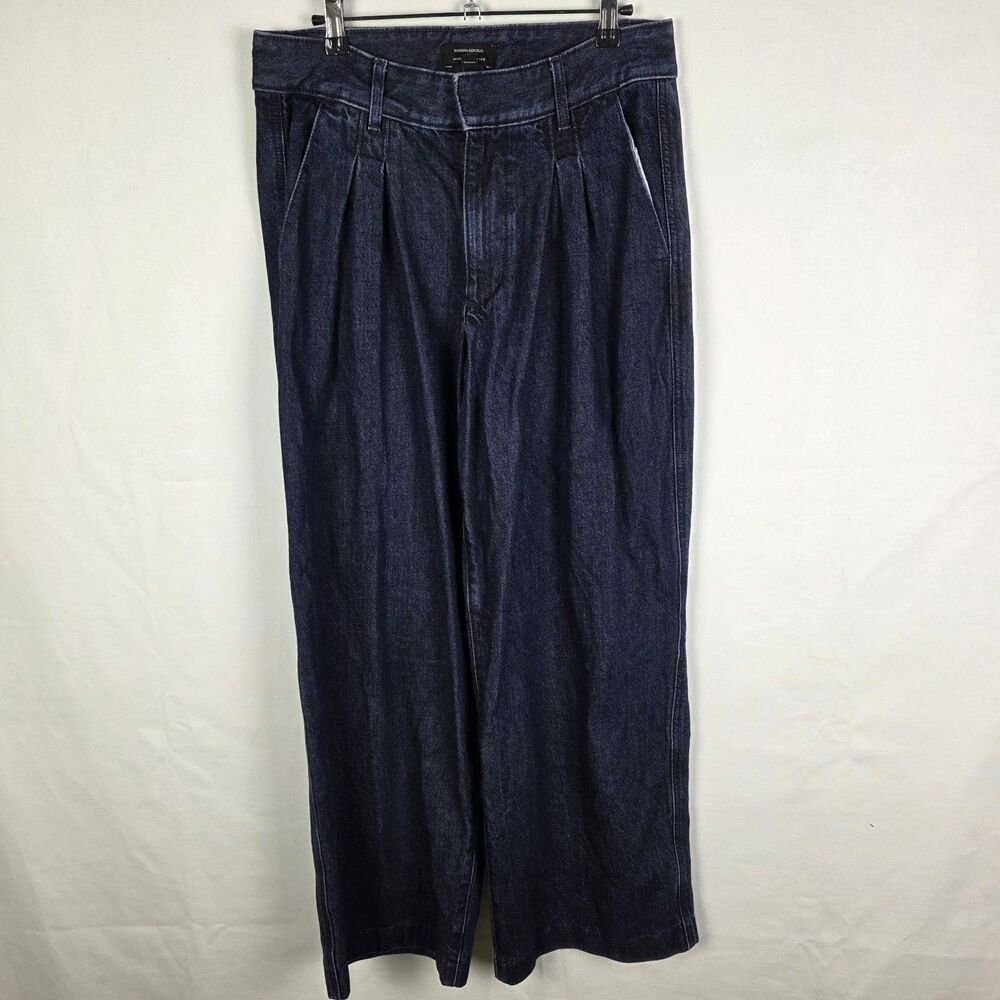 Banana Republic High Rise Wide Leg Pleated Jeans 90s Size 29/8 Denim Datk Wash